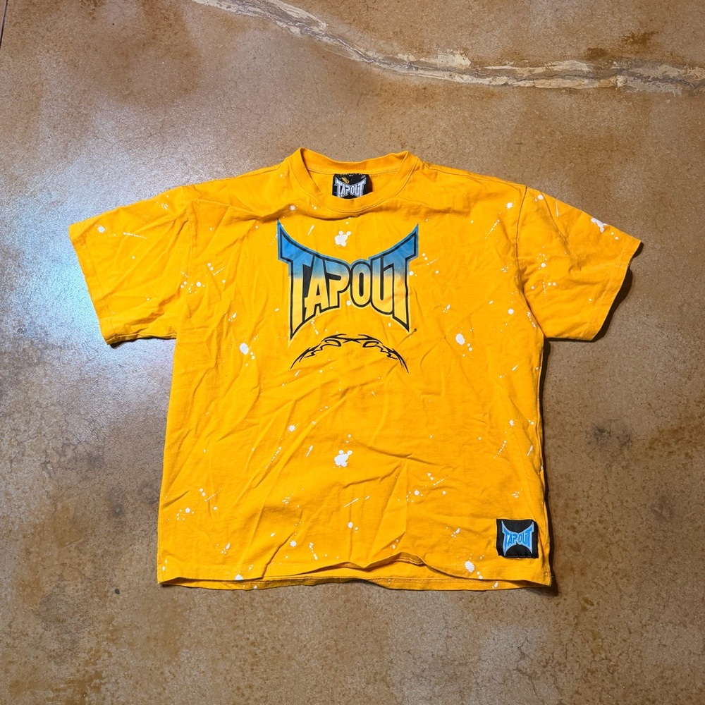 TAPOUT Yellow Graphic Boxy-fit Paint Splatter T-Shirt